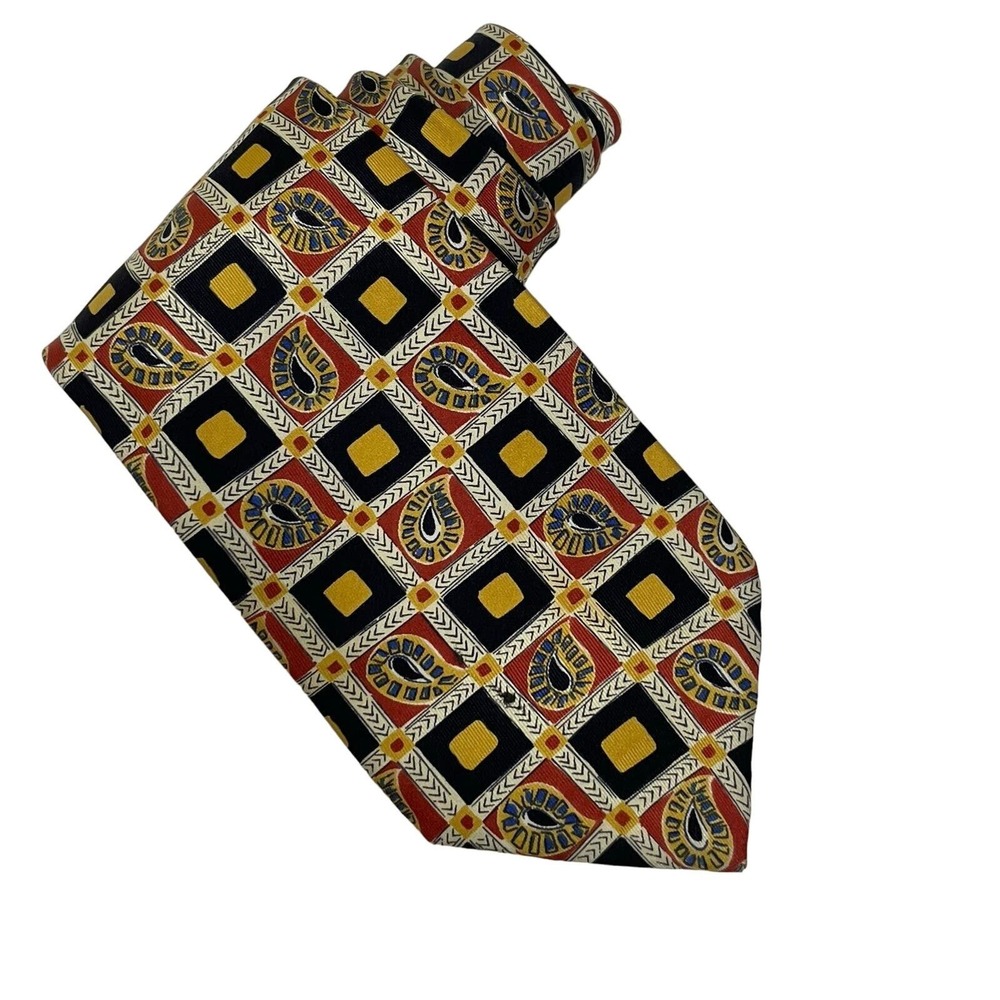 FENDI‎ Designer Luxury Necktie Geometric Paisley  Men's 100% Silk
